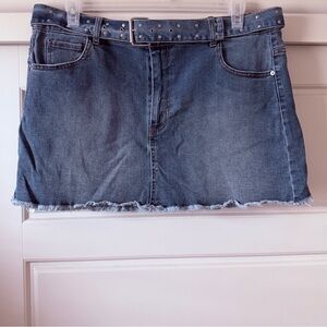 Denim Mini Skirt with Belt